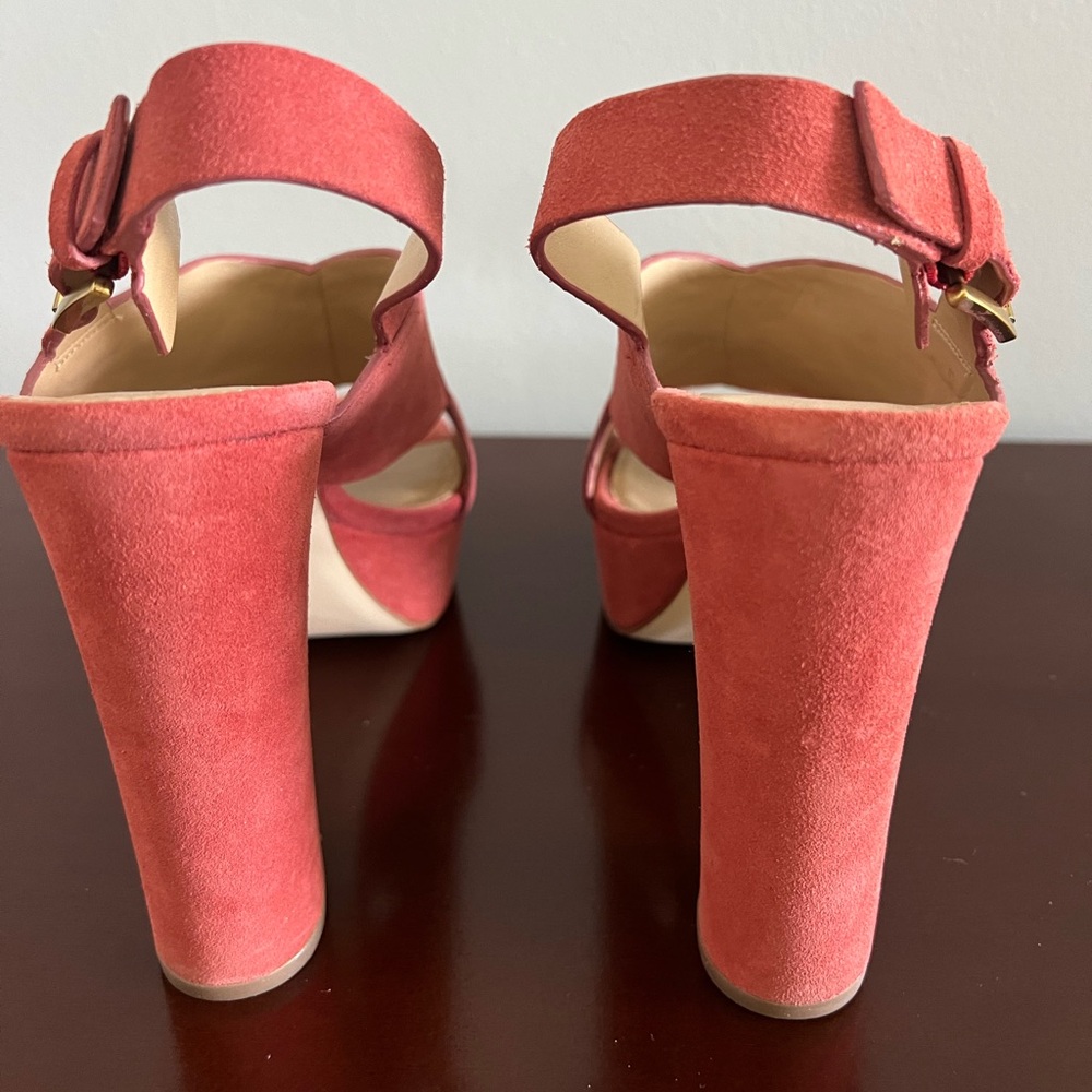 Michael Kors Mariana Sling Cinnamon Suede Size 7M Platform - Picture 9 of 17